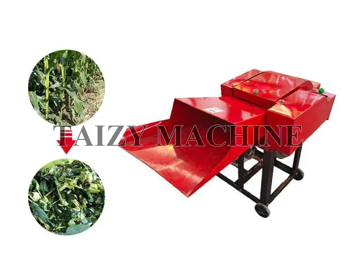 Pequena máquina cortadora de feno para preparação de ração para gado