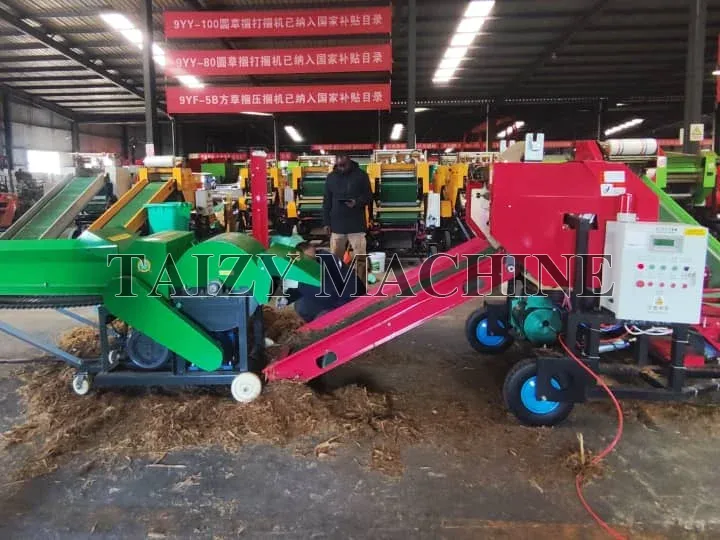 hay bale wrapper with silage chopper