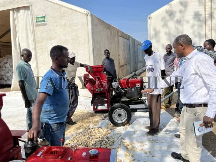Ethiopian locals learn to use corn threshers