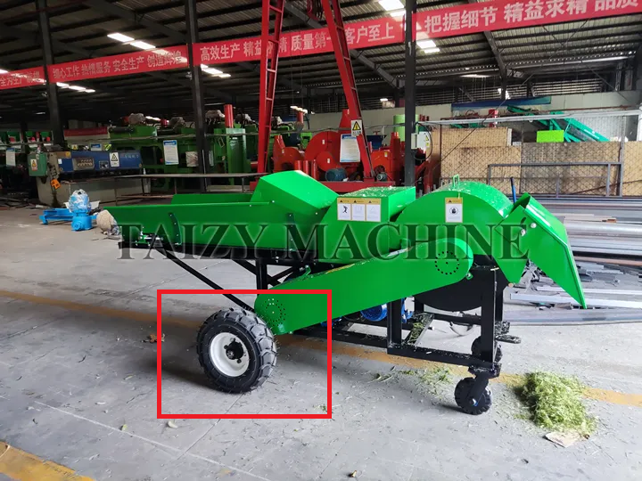 The machine's tires are larger than those of standard models, facilitating easy movement.