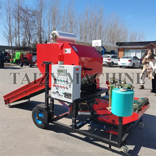 The machine body is red and is equipped with a PLC electric control cabinet and a red alarm system. The machine operates fully automatically and can be controlled simply by pressing the corresponding buttons.